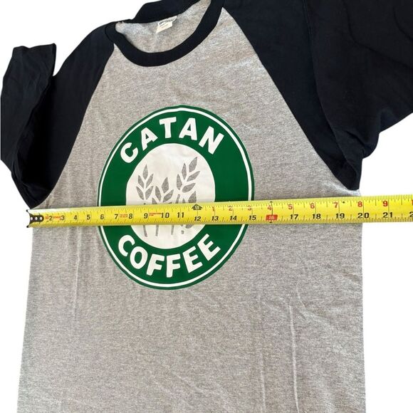 Catan Coffee Raglan Tee Shirt Black and Gray Green Unisex - Picture 6 of 6